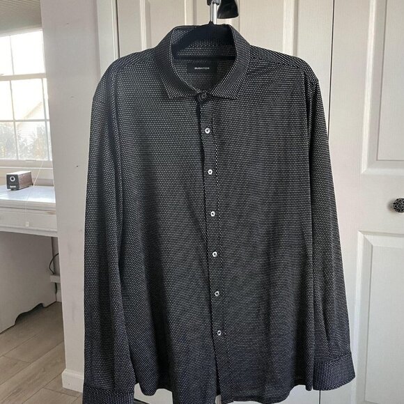 Bugatchi Spread Collar Button Up Shirt Men's 2-X Large Black Long Sleeve - Picture 1 of 10